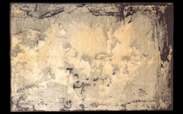 Tappeto moderno astratto beige, oro e marrone visto dall’alto