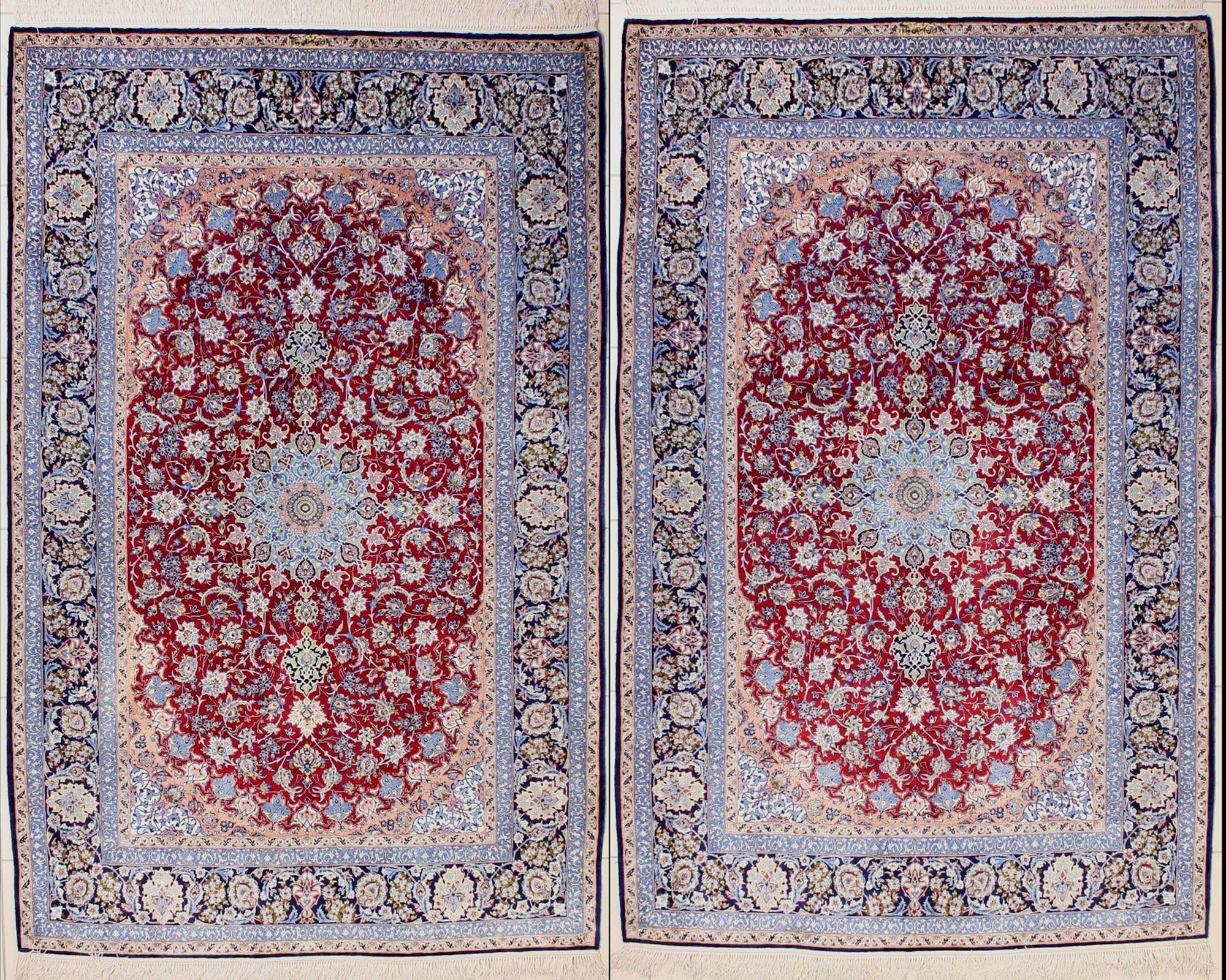 ISFAHAN ANTIQUE SILK PAIR - (248x155 cm)