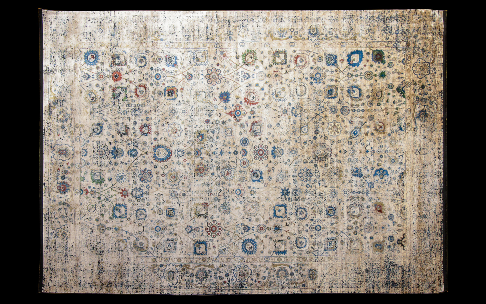 Cream Multi 300x200cm bambù Silk
